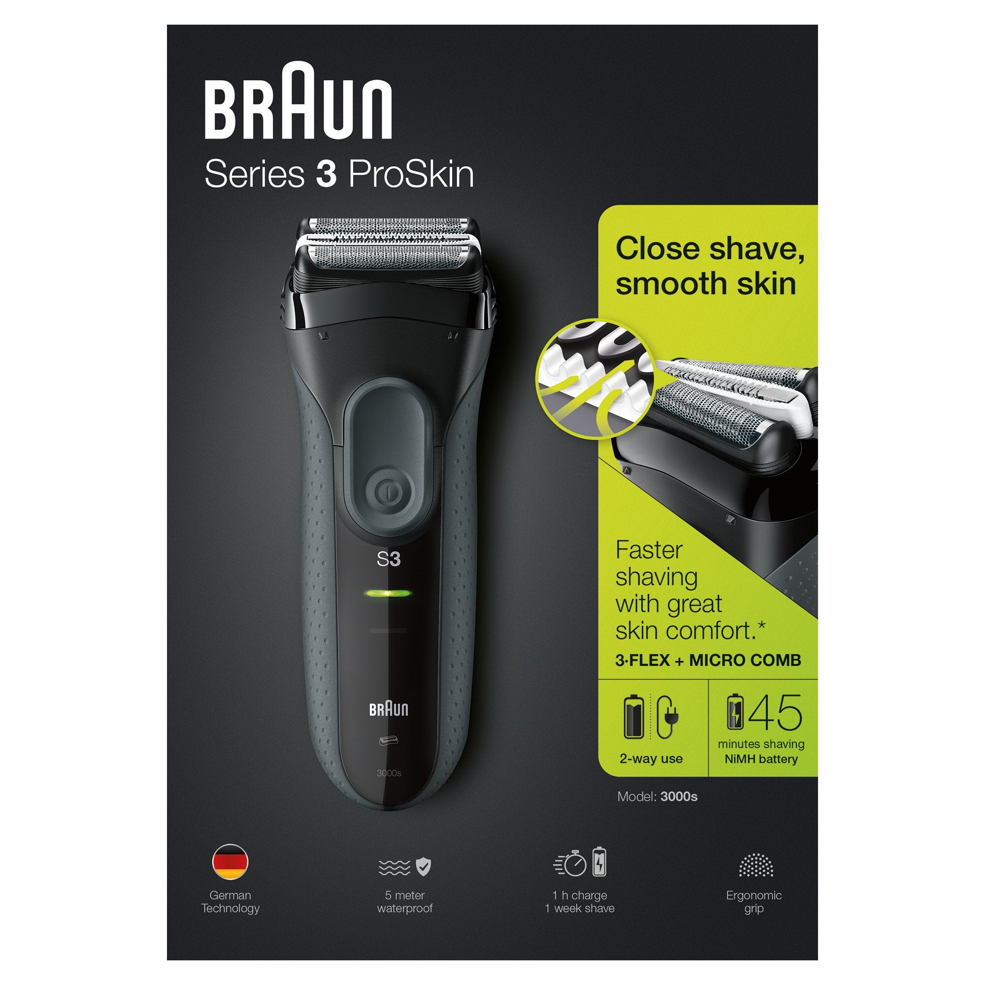 EAN 8006540835395 - Braun Series 3 ProSkin 3000s Máquina de afeitar de láminas Negro imagen 5