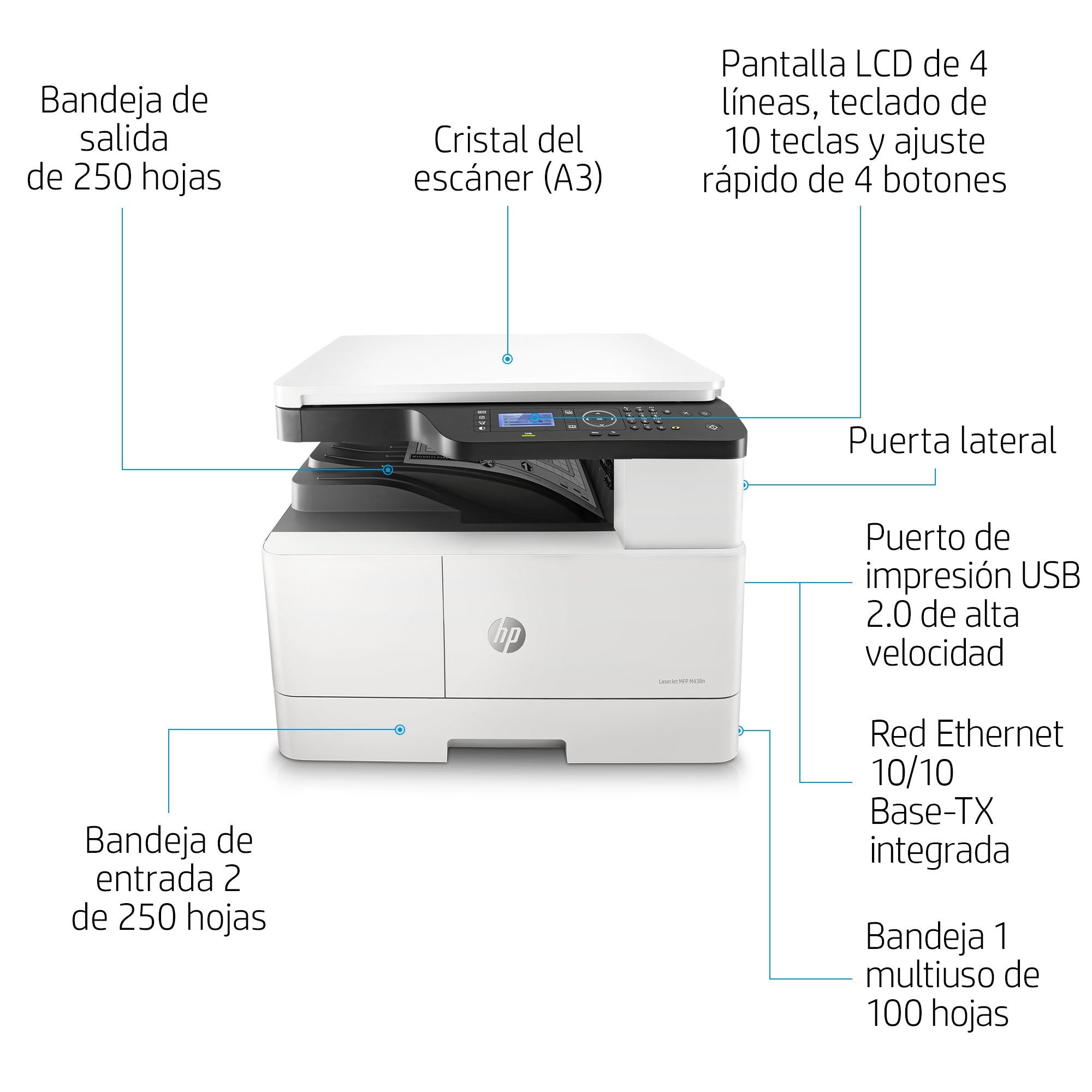 Hp Laserjet Mfp M438n A3 Monochrome Usb Laser Print Copy Scan 22ppm