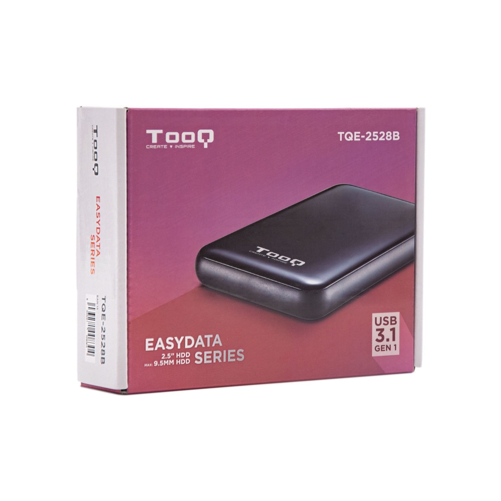 Tooq Carcasa Externa Hdd/Sdd 2.5" Hasta 9.5mm Sata Usb 3.0/3.1 Gen 1 - Sin Tornillos - Negro