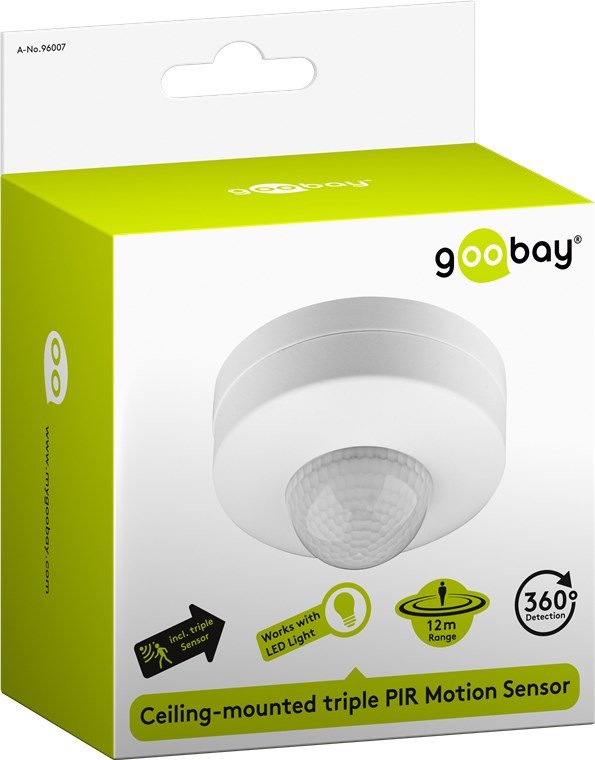 EAN 4040849960079 - Goobay 96007 detector de movimiento Sensor infrarrojo pasivo (PIR) Alámbrico Techo Blanco imagen 3