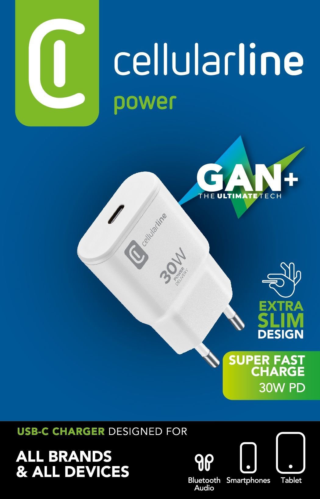 Cellularline Usb-C Gan Reiselader 30w White