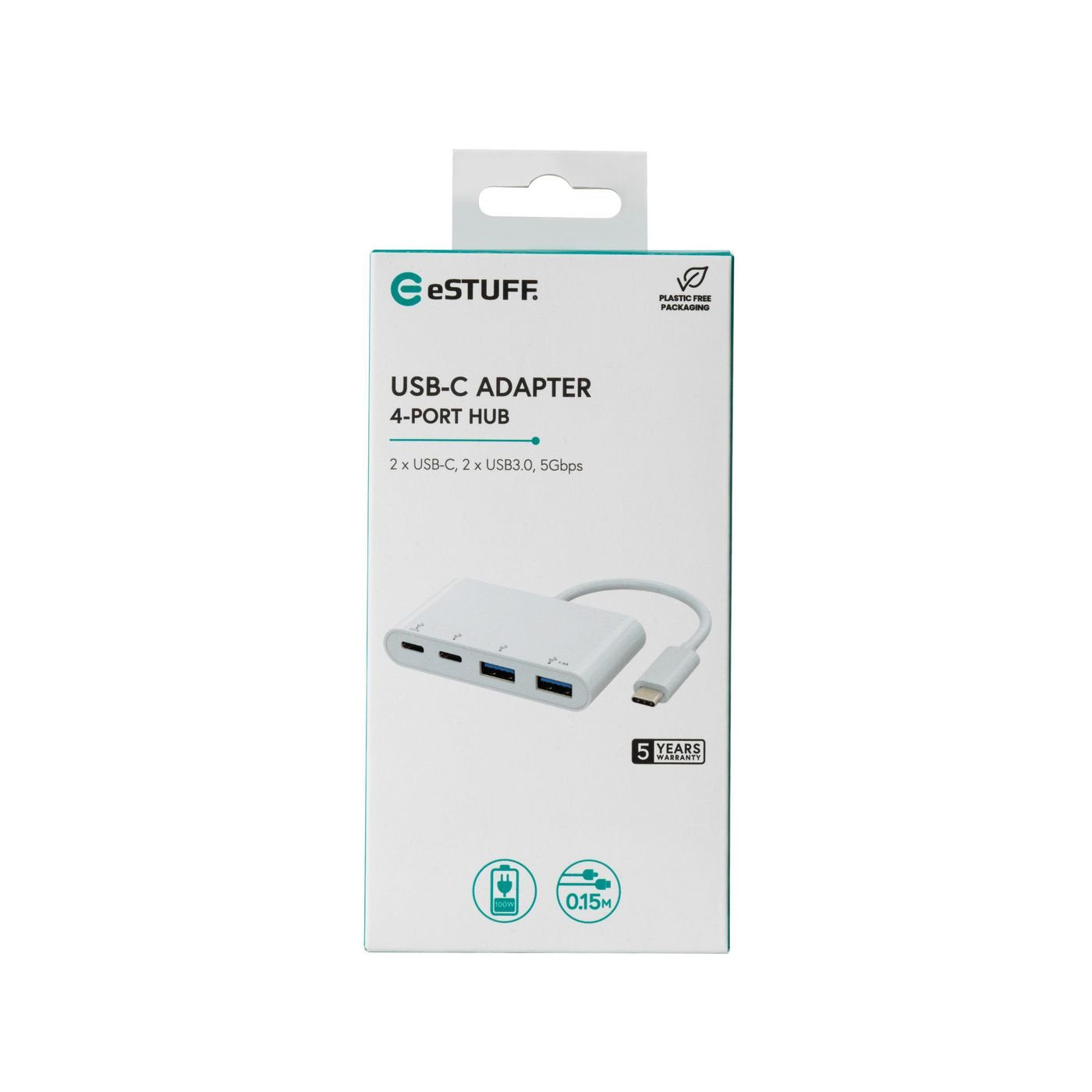 EAN 5704174838180 - eSTUFF ES625002 hub de interfaz USB 3.2 Gen 1 (3.1 Gen 1) Type-C 10000 Mbit/s Blanco imagen 3