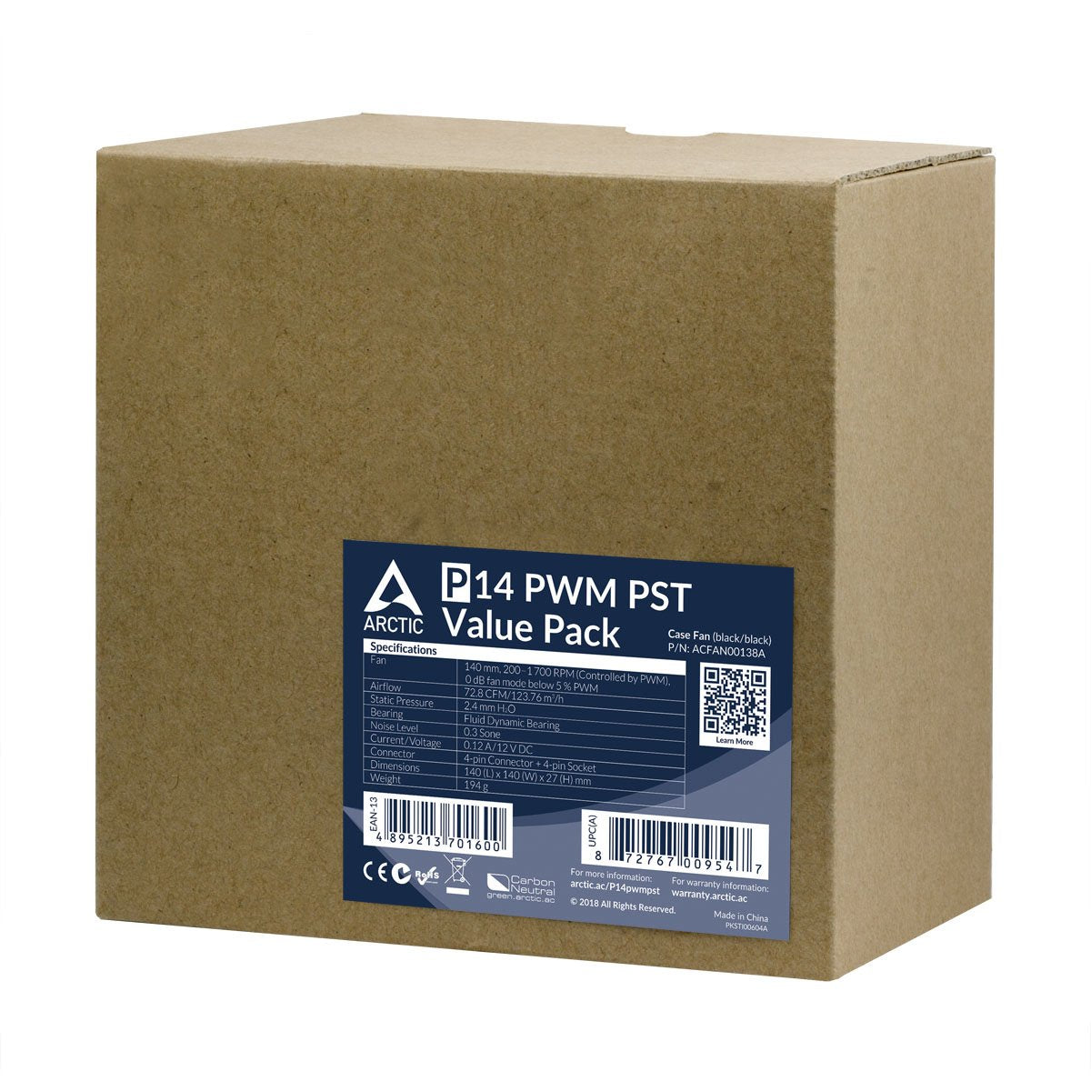 EAN 4895213701600 - ARCTIC P14 PWM PST Value Pack Carcasa del ordenador Ventilador 14 cm Negro 5 pieza(s) imagen 6