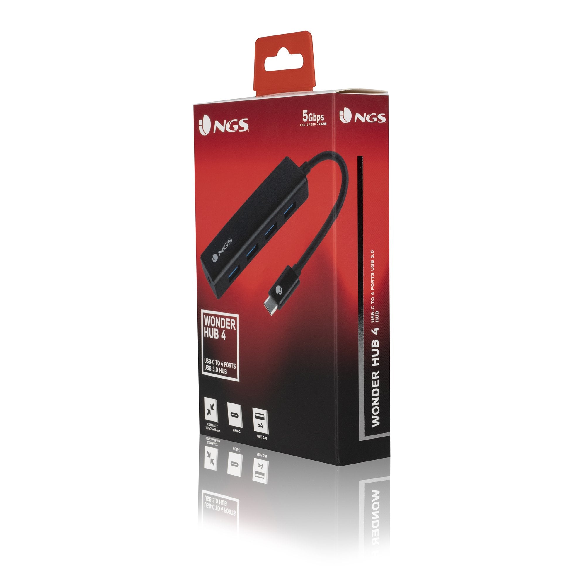 EAN 8435430618525 - NGS WONDERHUB4 USB 2.0 Type-C 480 Mbit/s Negro imagen 8