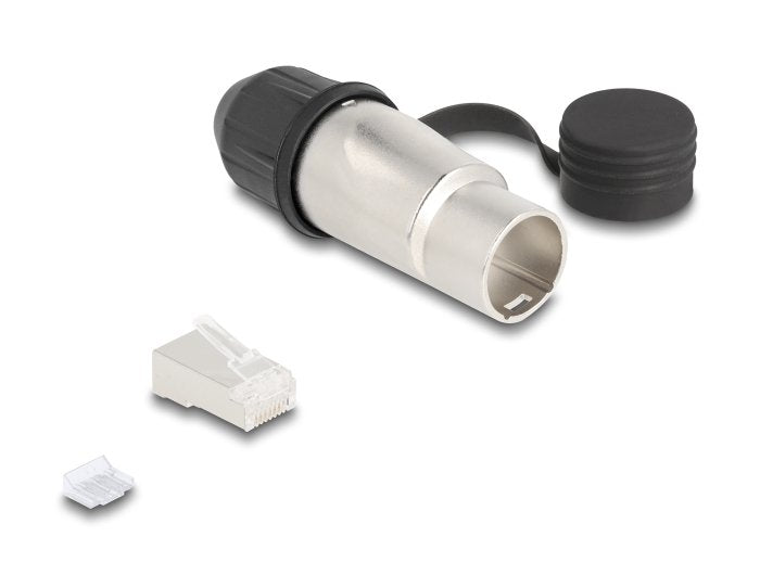 Delock 67067 Enchufe Modular Rj45 Cat.6a Con Acoplador De Paso Y Tapa Protectora Ip66 Resistente Al Polvo Y Al Agua