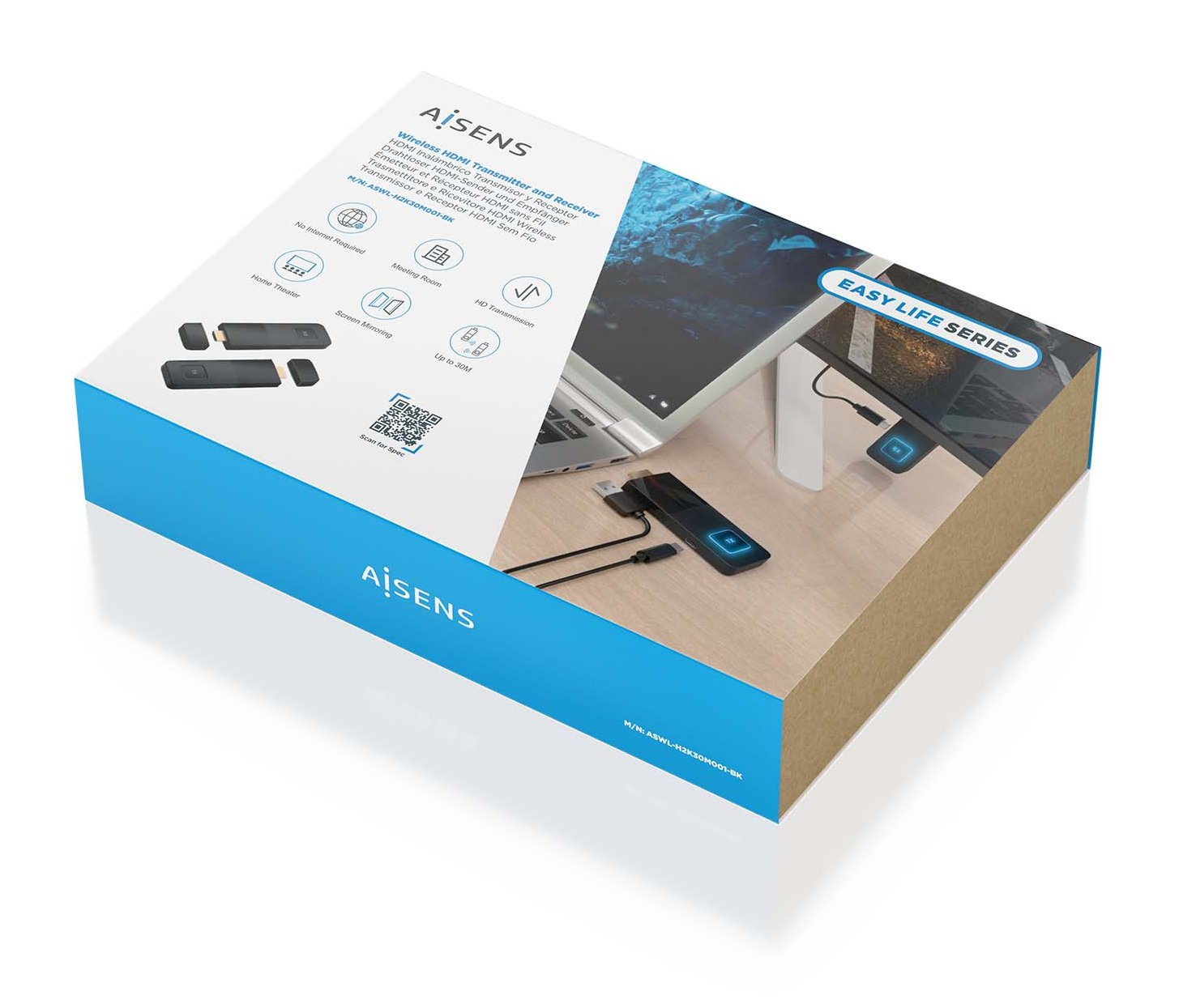 Aisens Hdmi Inalambrico 1080p 30m, Negro