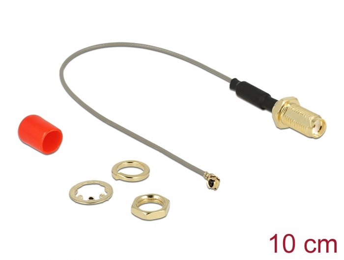 Delock Antena Cable Sma Mampara Hembra Núcleo De Ferrita A Mhf® I Macho 1.13 10 Cm Longitud De Hilo 10 Mm