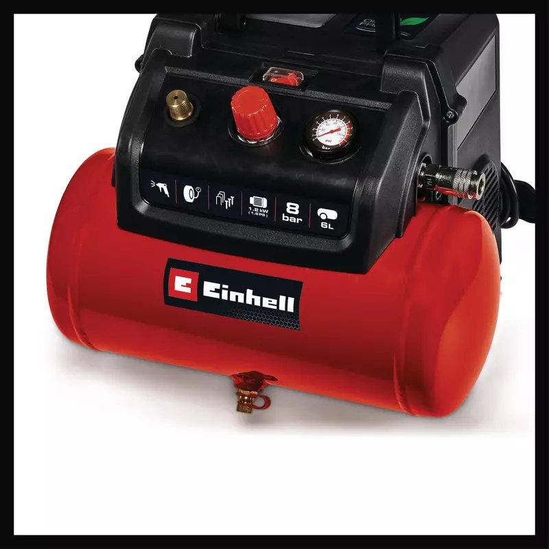 Compresor Einhell Tc-Ac 190/6/8 De Rojo/Negro, 1.200 Vatios 4020655