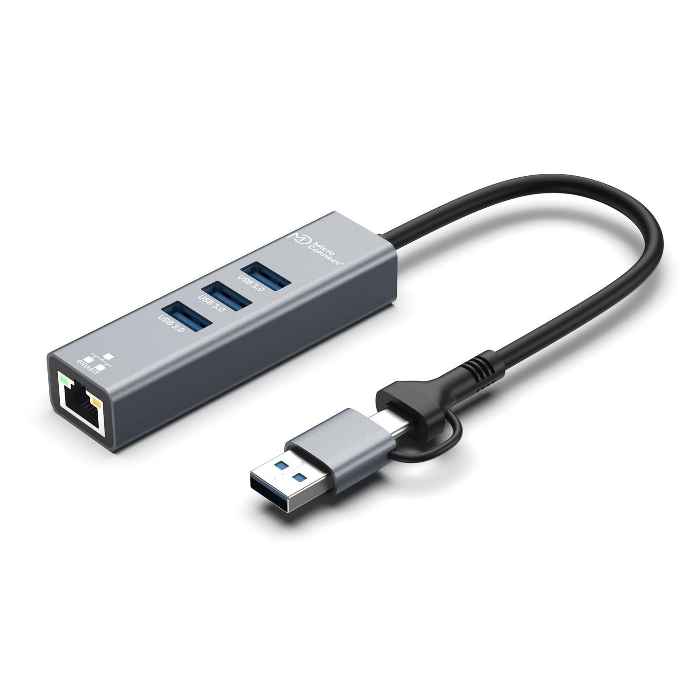 EAN 5715063227497 - Microconnect USBHUB-RJ45-2IN1 hub de interfaz USB 3.2 Gen 1 (3.1 Gen 1) Type-A 5000 Mbit/s Negro imagen 1