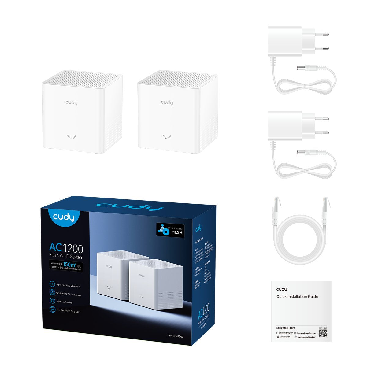 EAN 6971690792107 - Cudy AC1200 Mesh Wi-Fi System, M1200 2.0, 2-Pack Doble banda (2,4 GHz / 5 GHz) Wi-Fi 5 (802.11ac) Blanco imagen 4