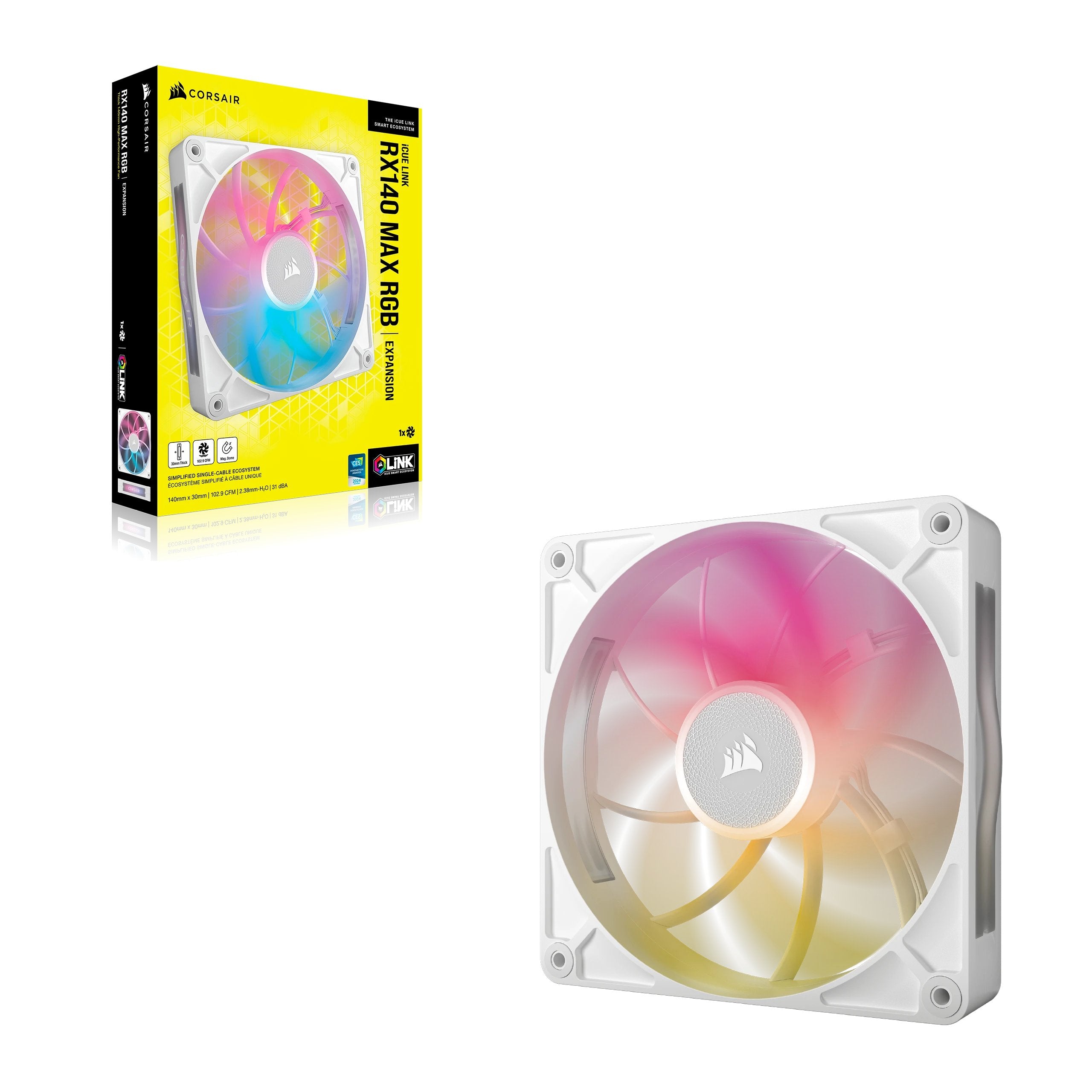 EAN 840006683025 - Corsair iCUE LINK RX140 MAX RGB Carcasa del ordenador Ventilador 14 cm Blanco 1 pieza(s) imagen 4