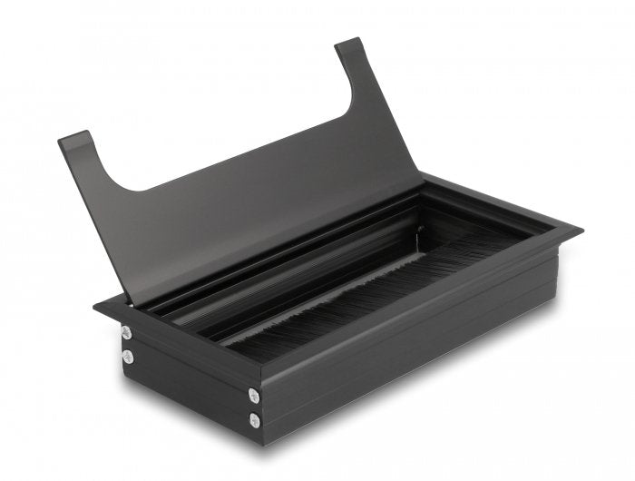 Delock Cabledurchführung Für Tischeinbau Mit Bürste 160 X 80 X 28 Mm Schwarz