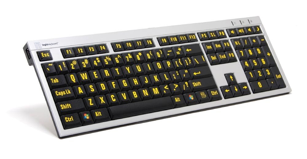 Logickeyboard Xl-Print Alu Amarillo On Negro Fr (Pc Slim)
