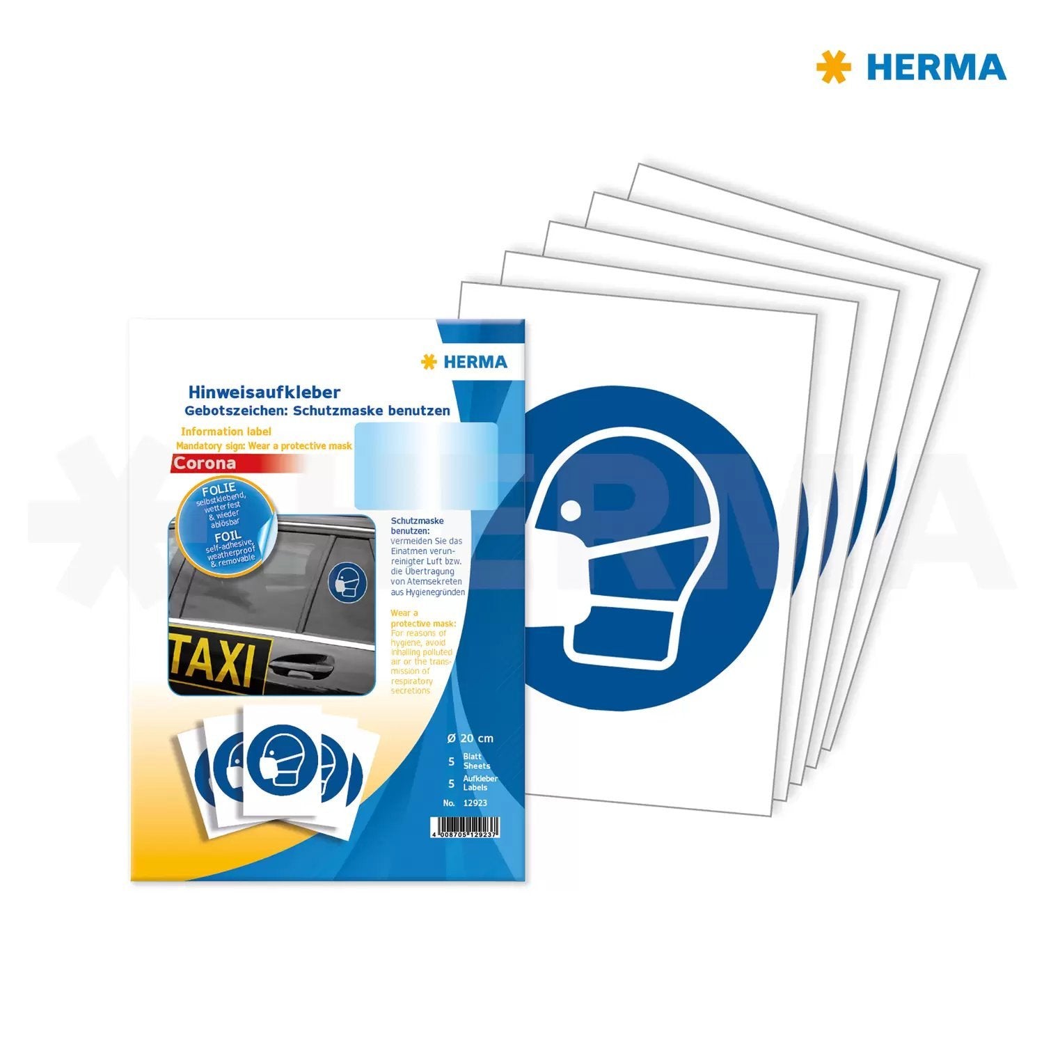 EAN 4008705129237 - HERMA 12923 etiqueta autoadhesiva Alrededor Desmontable Azul, Blanco 5 pieza(s) imagen 1