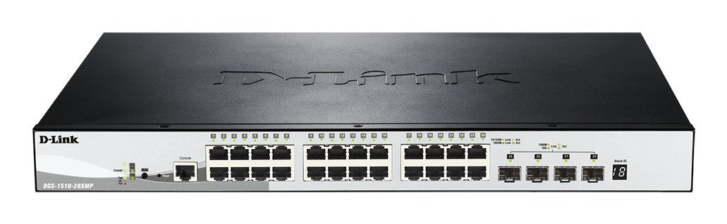 D-Link Switch 24g 4sfp+ Poe+ 370w 24x10/100/1000 4xsfp+ L3