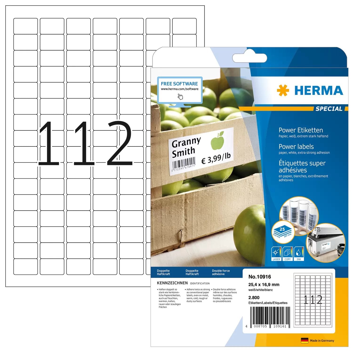 EAN 4008705109161 - HERMA 10916 etiqueta de impresora Blanco Etiqueta para impresora autoadhesiva imagen 1