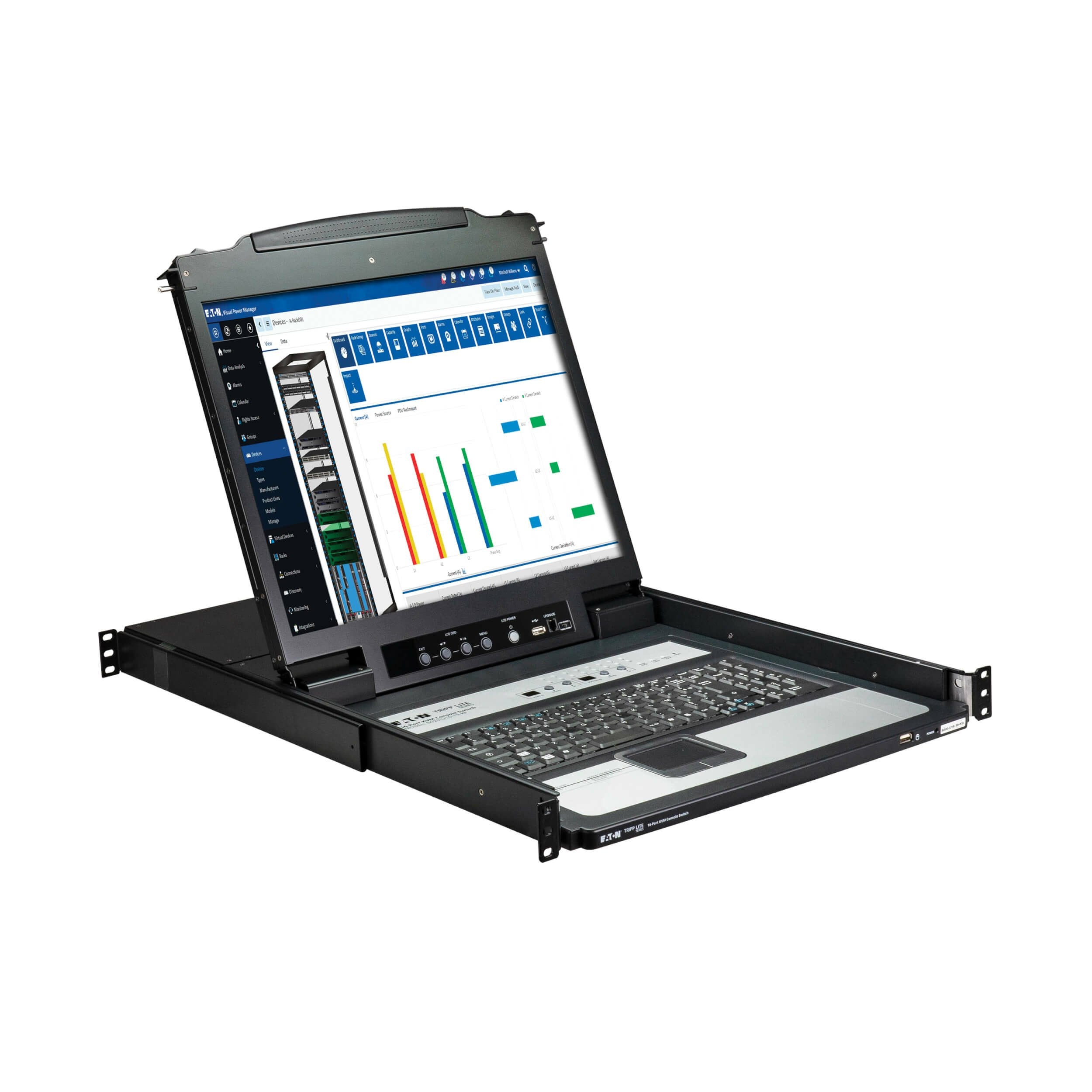 Eaton Tripp Lite 16port Kvm With 19" Lcd Console W 8 Cables French Version