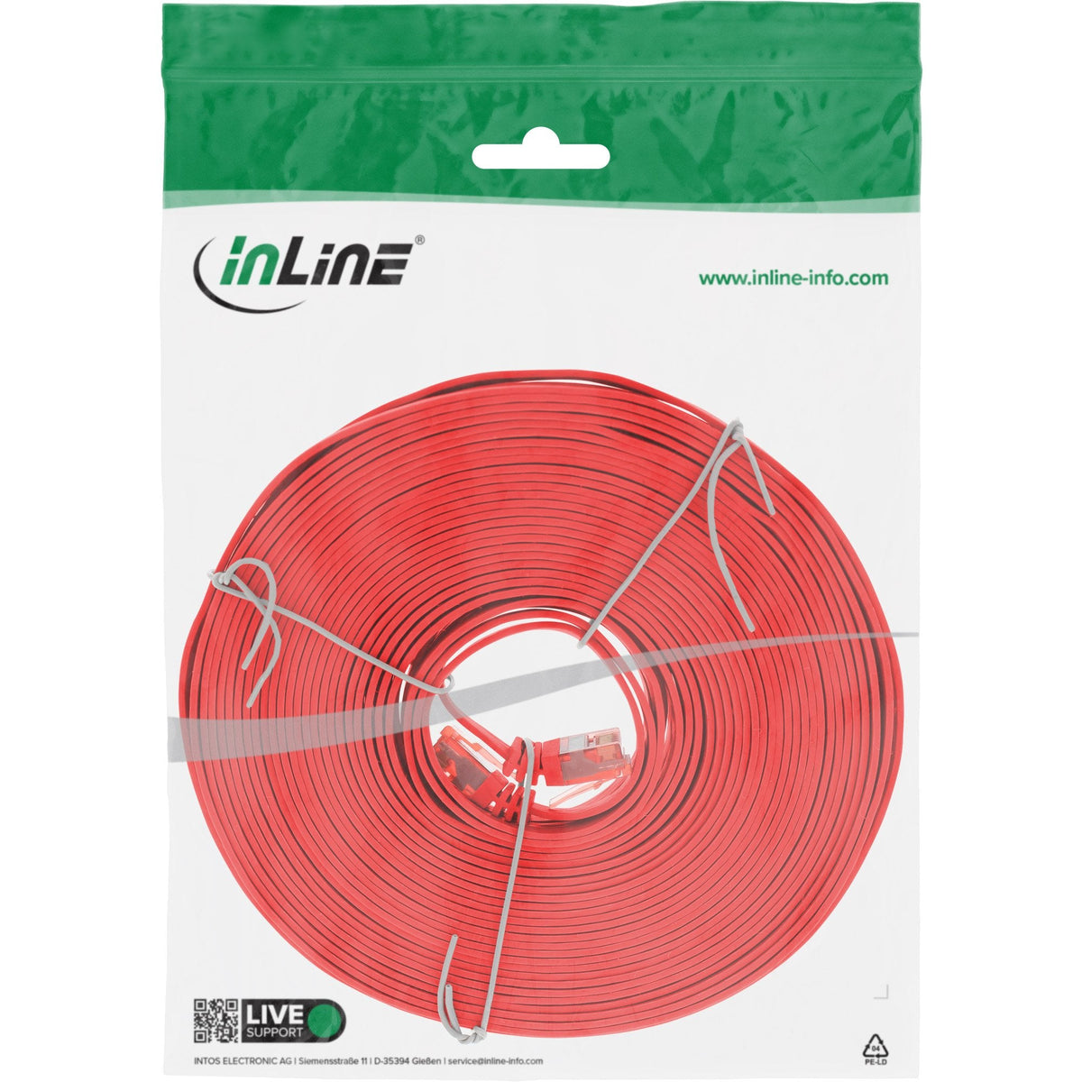 Inline Flat Ultraslim Cable De Red U/Utp Cat.6 Gigabit Ready Rojo 10m