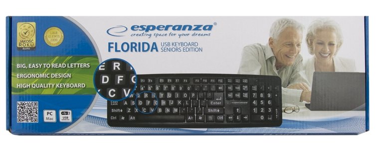 Teclado Ingles Esperanza Ek129 Florida Usb 104 Teclas Grandes Letras