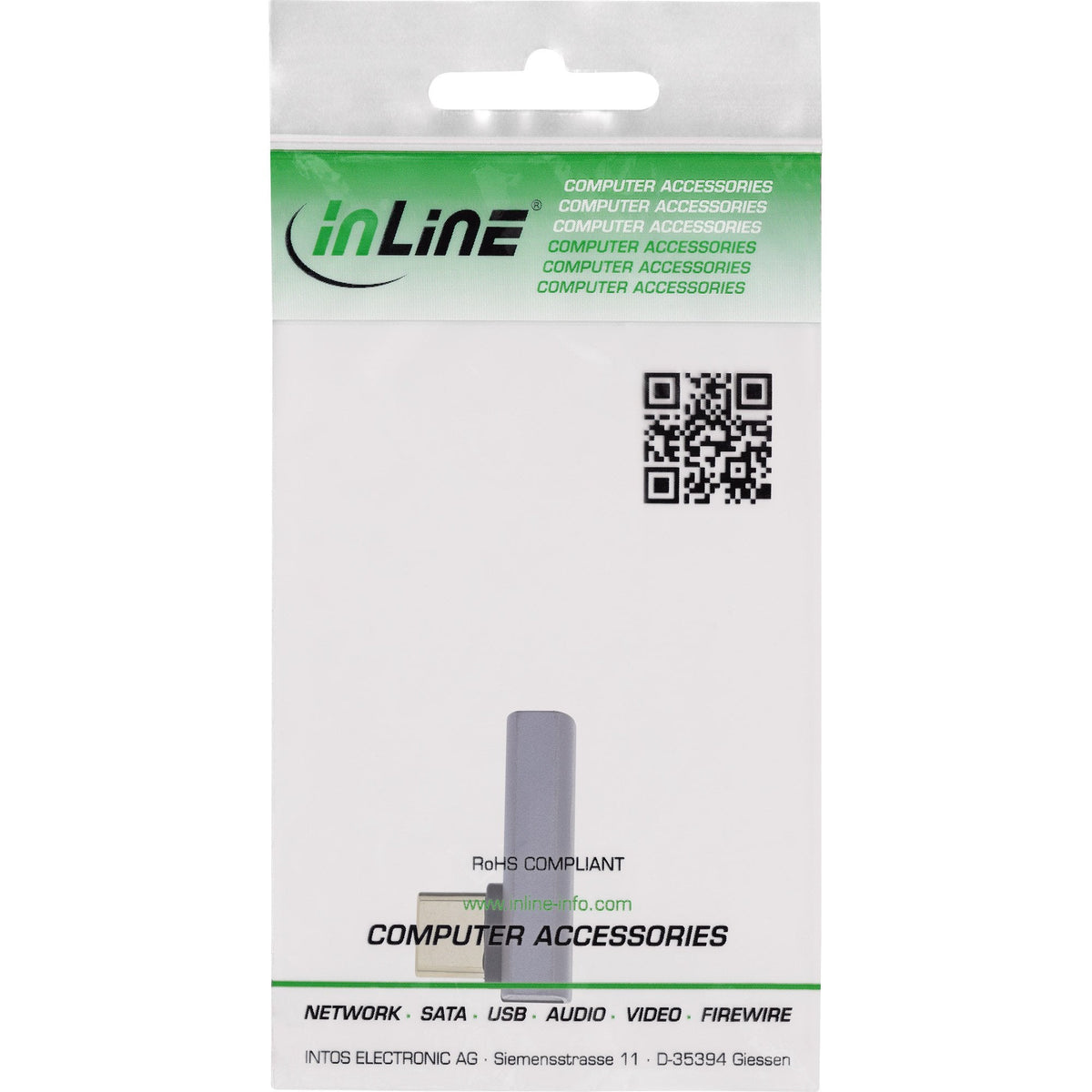 Inline® Usb4 Adapter, Usb-C Plug/Socket Vertical Right/Left Angled, Alu, Gris