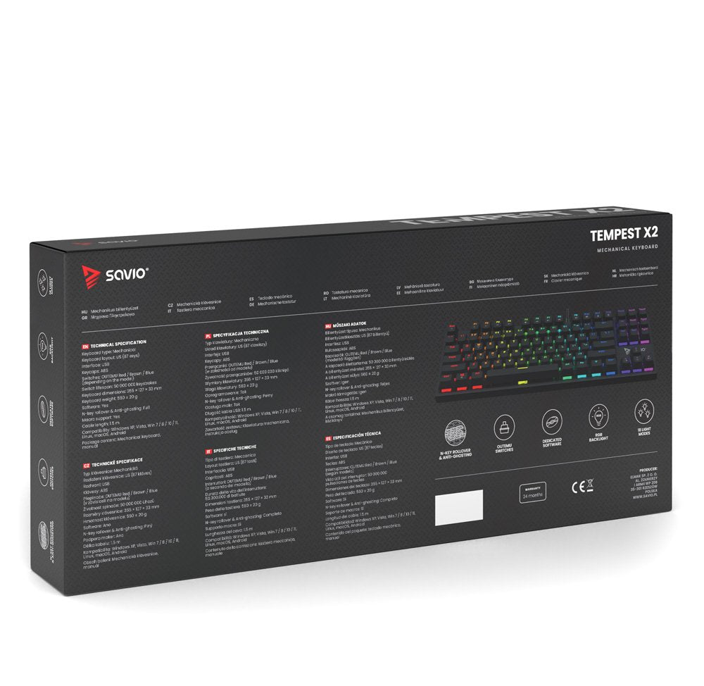 EAN 5901986048602 - Savio SAVGK-TEMPEST X2 RED teclado Universal USB QWERTY Negro imagen 6