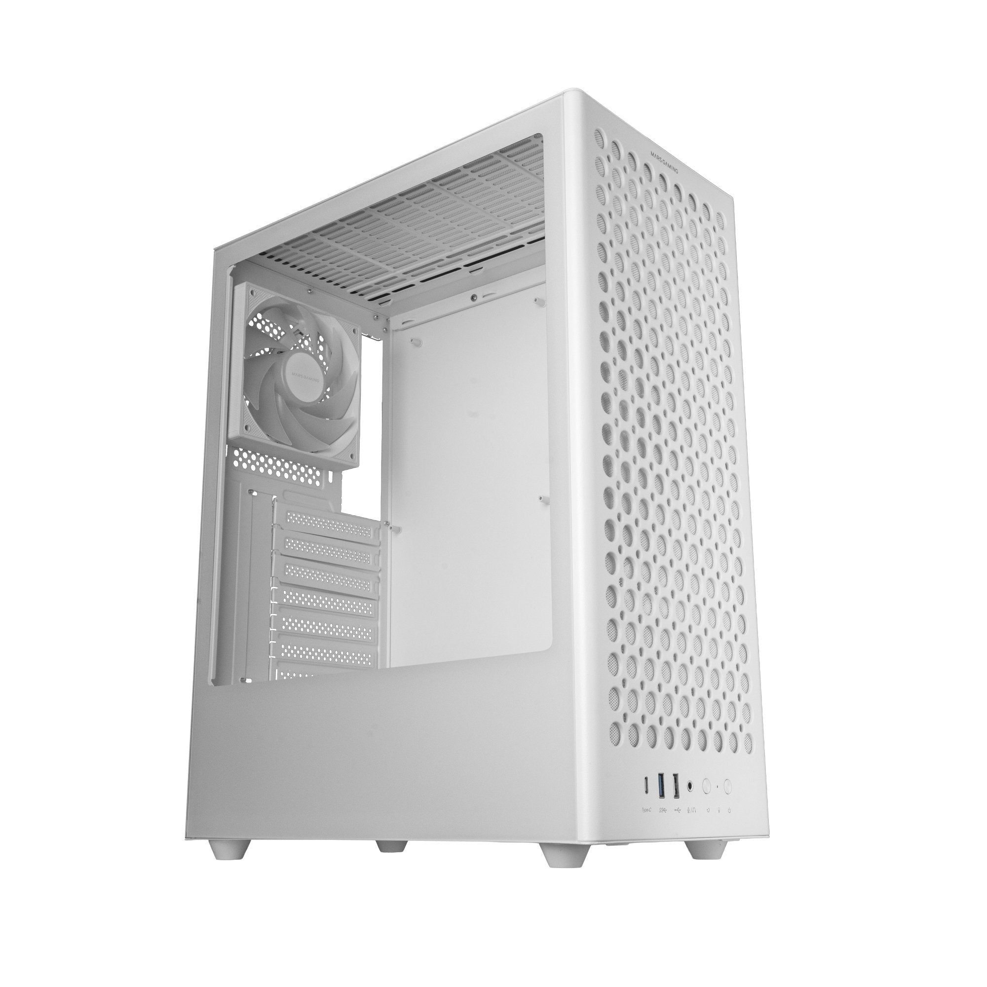Caja Pc Atx Mars Gaming Mc-T800 Frontal Airdot Mesh 4x Ventiladores Fdb Cablehatch Usb-C Blanco