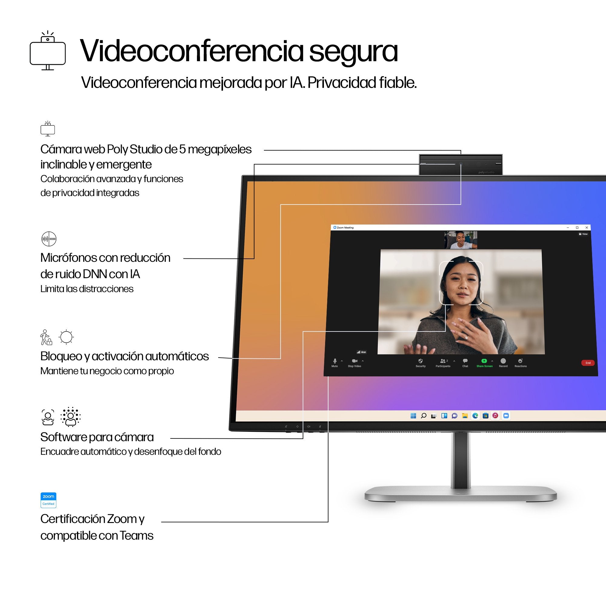 EAN 5715063749555 - HP Series 5 Pro 27 inch QHD USB-C Conferencing Monitor - 527pm pantalla para PC 68,6 cm (27") 2560 x 1440 imagen 7