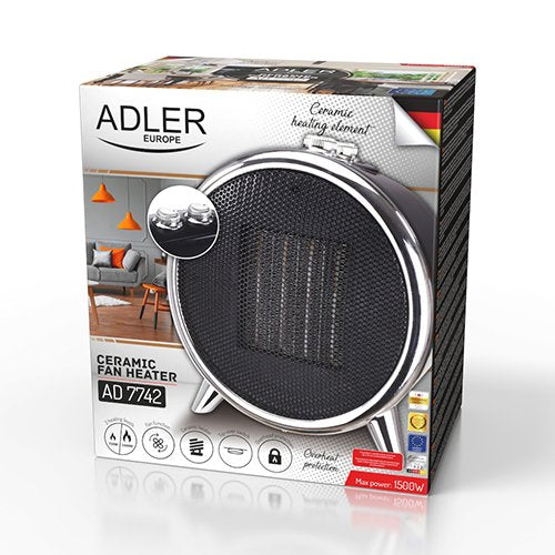 EAN 5903887806831 - Adler AD 7742 calefactor eléctrico Interior Negro, Plata 1500 W Ventilador eléctrico imagen 8