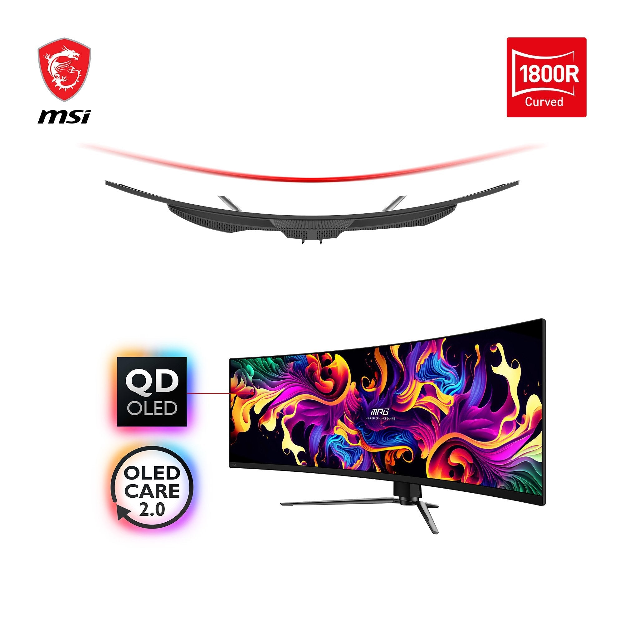 Monitor Gaming Msi Mpg 491cqpde Qd-Oled 124,5 Cm (49 Pulgadas), Negro, Dqhd, Qd-Oled, Curvo, Sincronización Adaptativa, Panel De 144hz 9s6-3fa84t-008