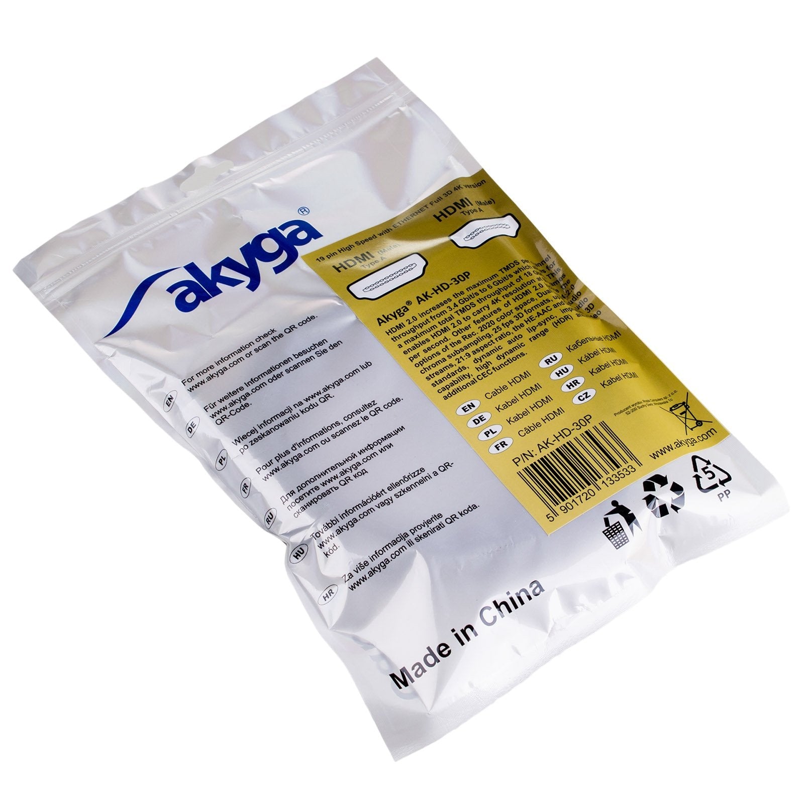 EAN 5901720133533 - Akyga AK-HD-30P cable HDMI 3 m HDMI tipo A (Estándar) Negro imagen 4