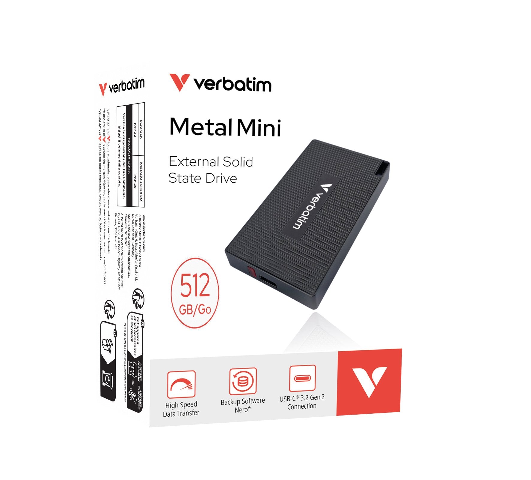 EAN 23942320302 - Verbatim 32030 unidad externa de estado sólido 512 GB USB Tipo C USB 3.2 Gen 2x2 Gris imagen 2
