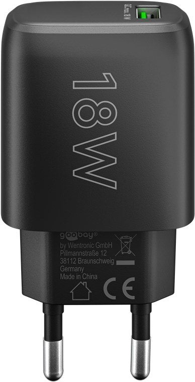 Cargador Rápido Goobay Usb-A Qc (18 W) Negro 61671