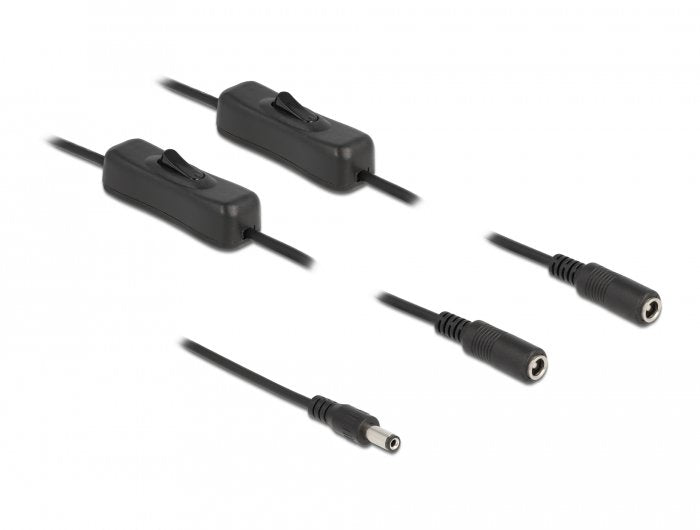 Delock Cable Dc 5,5 X 2,1 Mm Stecker Zu 2 X Dc Buchse Mit Schalter 1 M