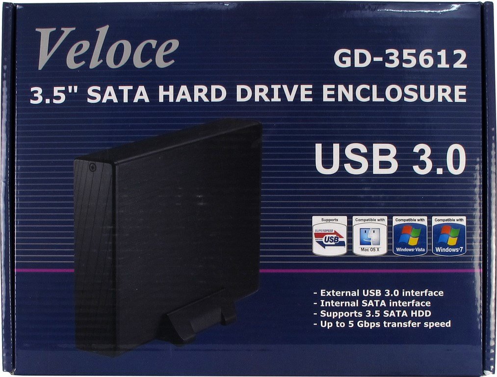 Inter-Tech Veloce Gd-35612 Caja Externa Disco Duro 3.5" Negro Usb 3.0 Alimentado