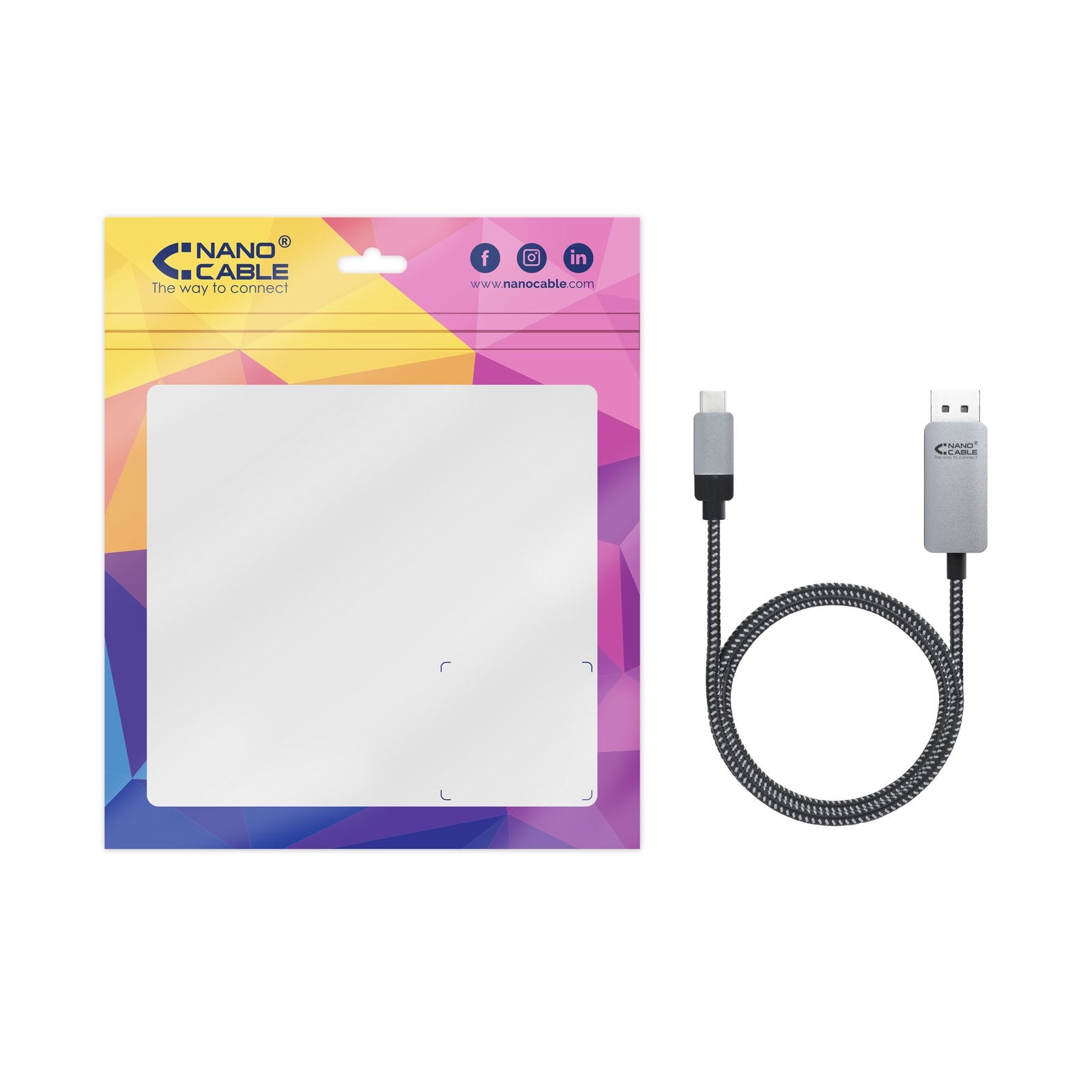 EAN 8433281009882 - Nanocable 10.15.5002 adaptador de cable de vídeo 1,8 m USB Tipo C DisplayPort Aluminio, Negro imagen 6