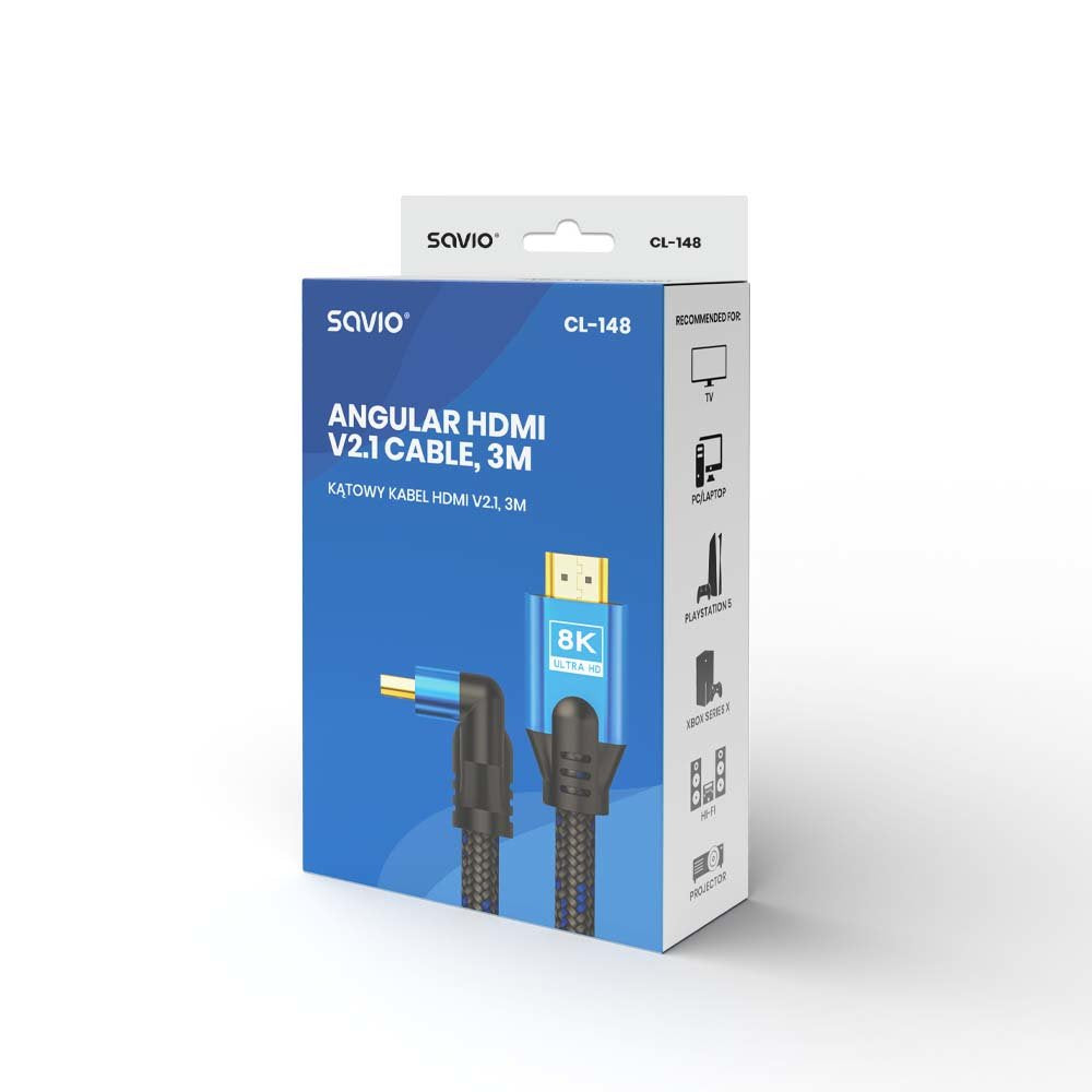 Cable Hdmi 2.1 (M) Angular 8k Savio Cl-148 3m
