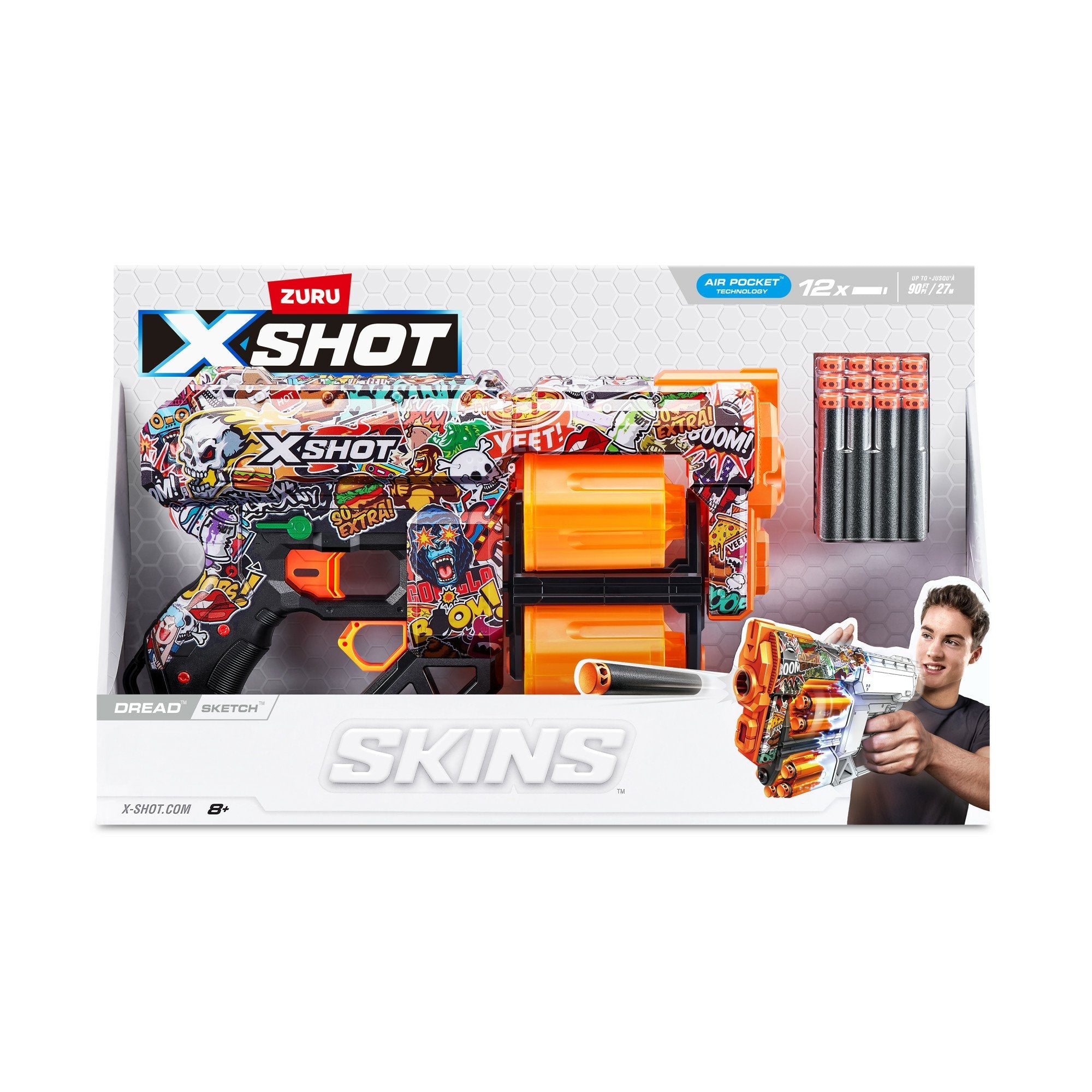Lanzador Zuru X-Shot Skins - Dread Sketch, Dart Blaster 36517h