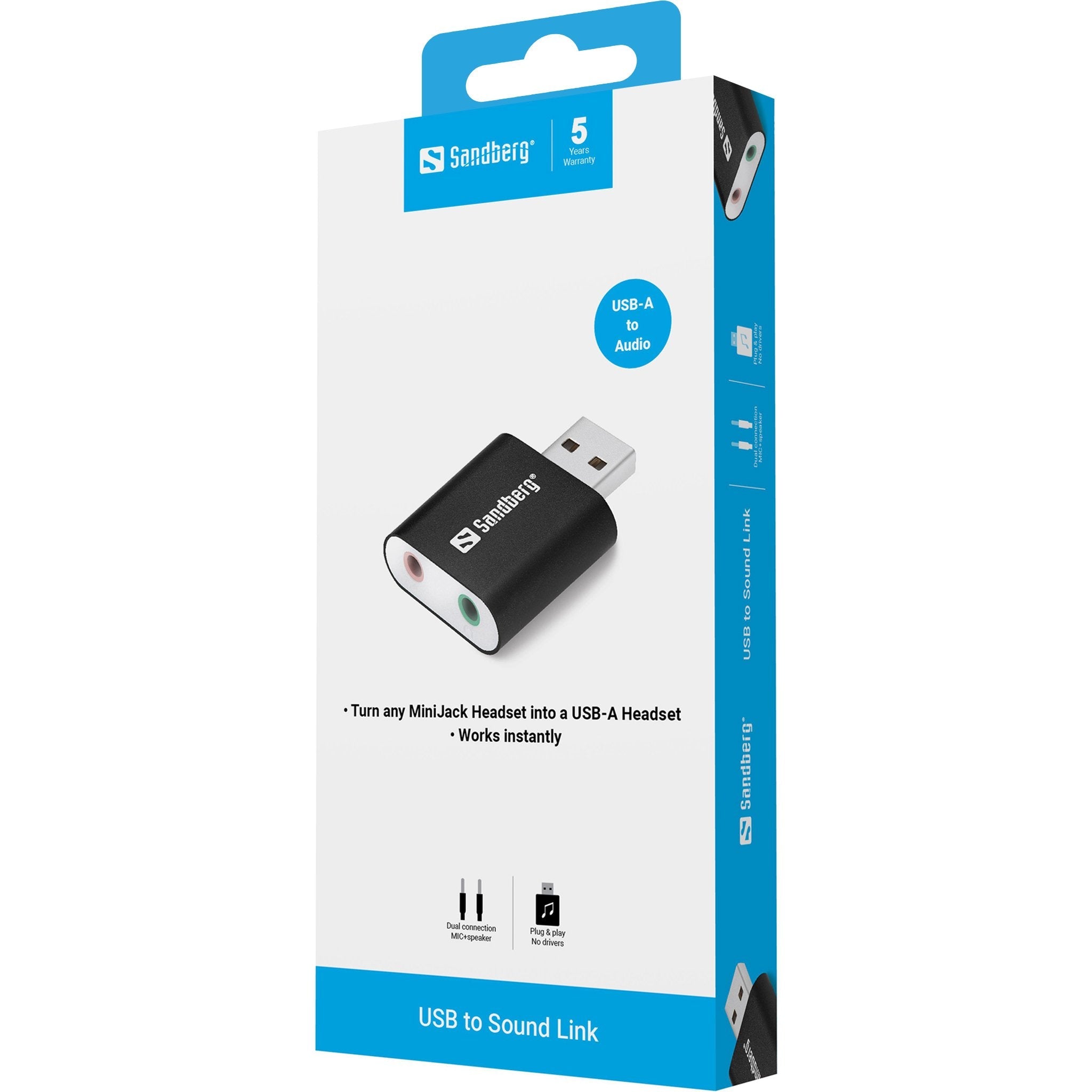 Tarjeta De Sonido Externa Sandberg Usb-A -> 2x Jack De 3,5 Mm