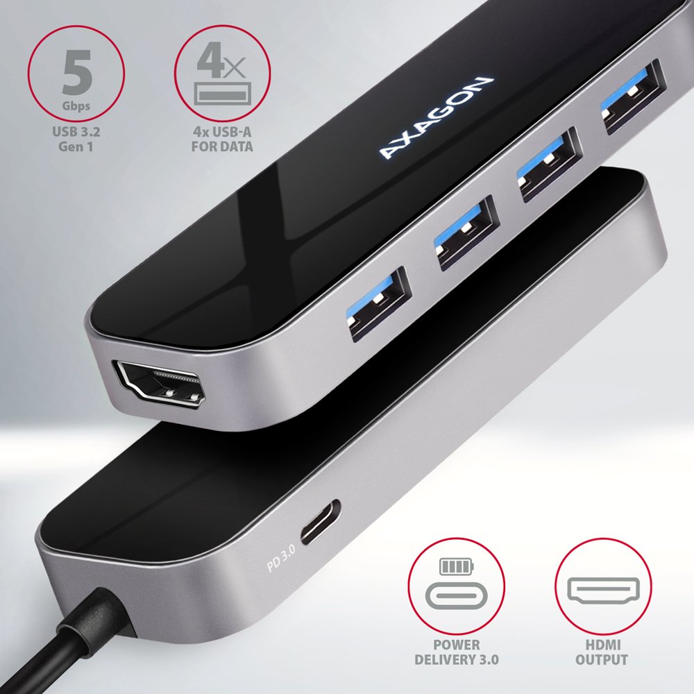 EAN 8595247907028 - Axagon HMC-6H4A base para portátil y replicador de puertos Alámbrico USB 3.2 Gen 1 (3.1 Gen 1) Type-C Neg imagen 2
