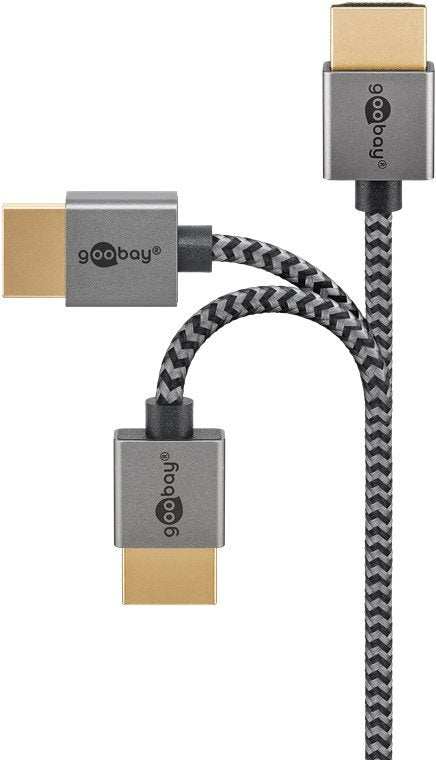 Goobay Plus Slim High-Speed-Hdmi-Cable Mit Ethernet, 4k @ 60hz (Gris, 2 Meter) 75753