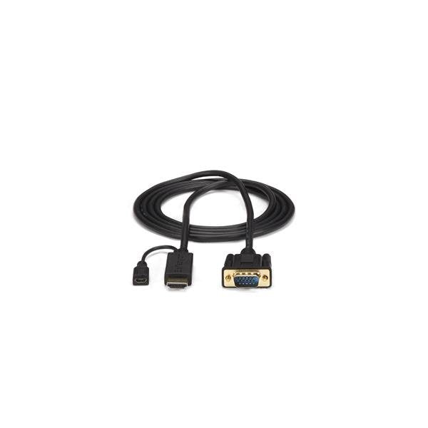 EAN 0065030859622 - StarTech.com HD2VGAMM6 adaptador de cable de vídeo 1,9 m VGA (D-Sub) HDMI + Micro USB Negro imagen 2