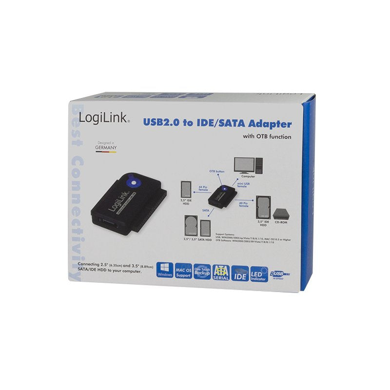 Logilink Adaptador Usb 2.0 A Ide Y Sata Con Alimentacion Negro Au0006c