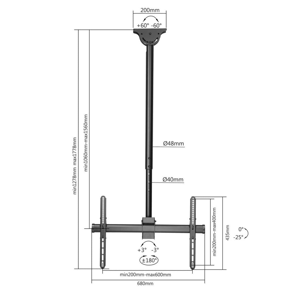 Soporte Tv Techo Manhattan 37" A 70" Hasta 50kg Fullmotion