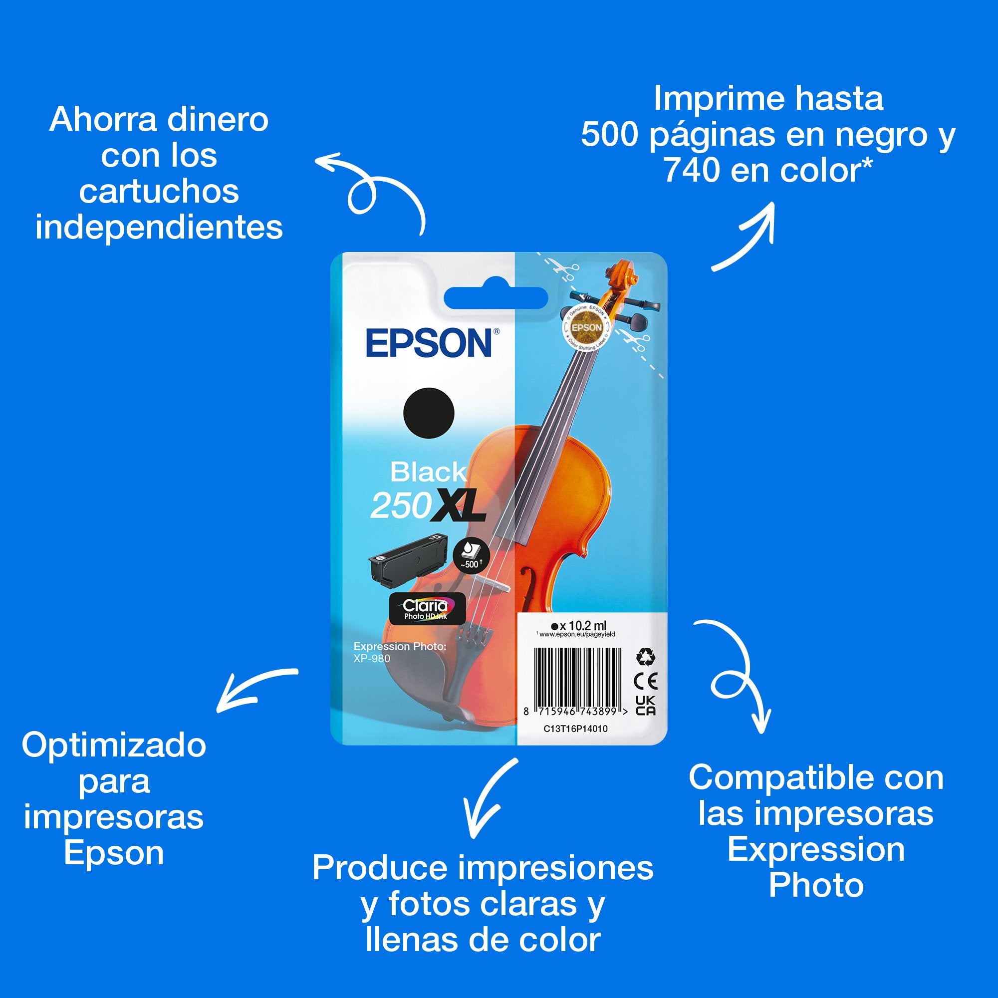 EAN 8715946743899 - Epson 250XLViolin Claria Photo HD cartucho de tinta 1 pieza(s) Original High (L) Yield imagen 3
