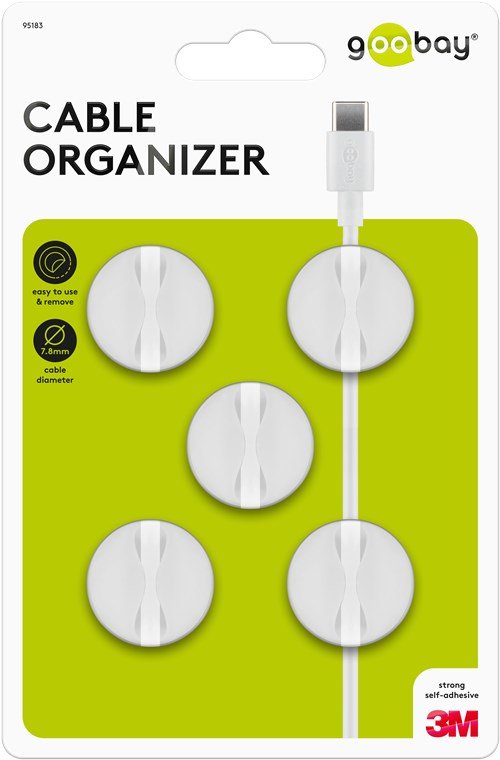 EAN 4040849951831 - Goobay 95183 organizador de cables Universal Soporte para cables Blanco 5 pieza(s) imagen 9