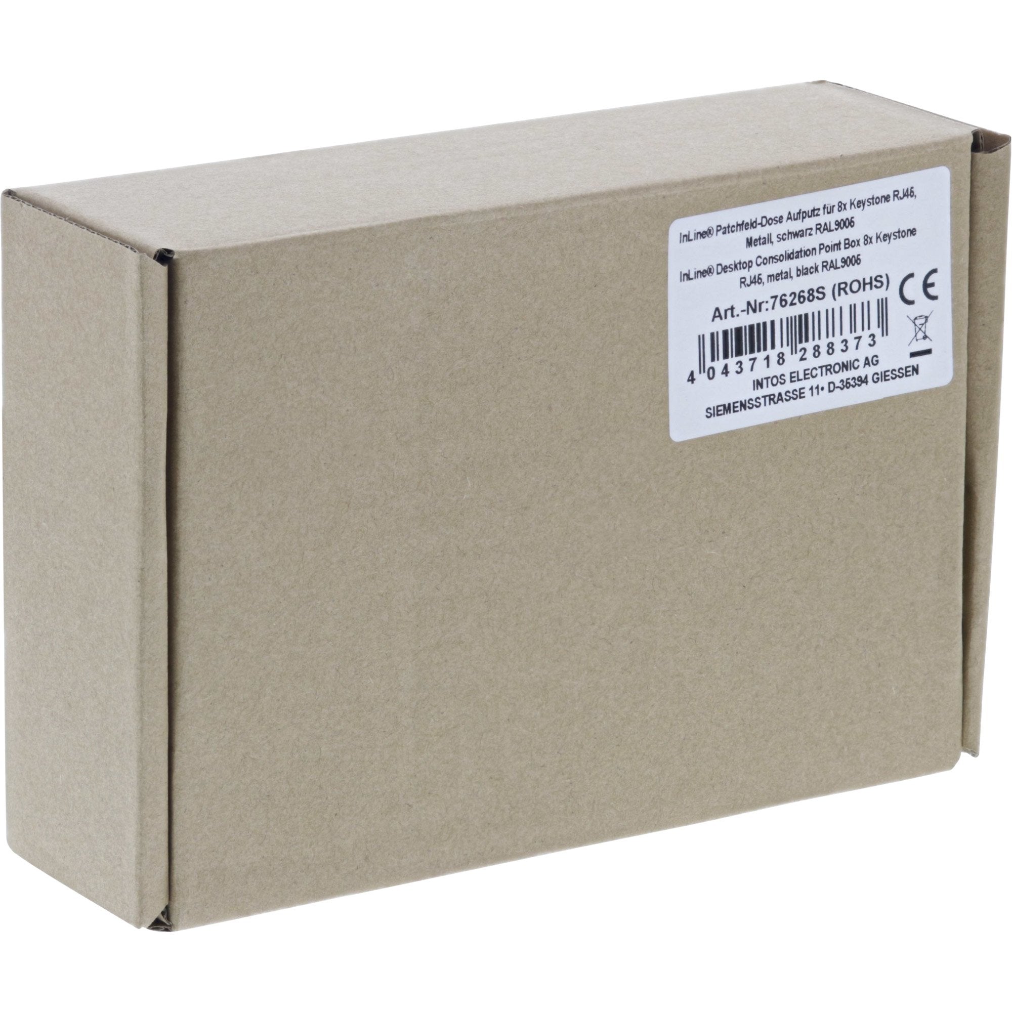 Inline Desktop Point Box 8x Keystone Rj45, Metal, Negro Ral9005
