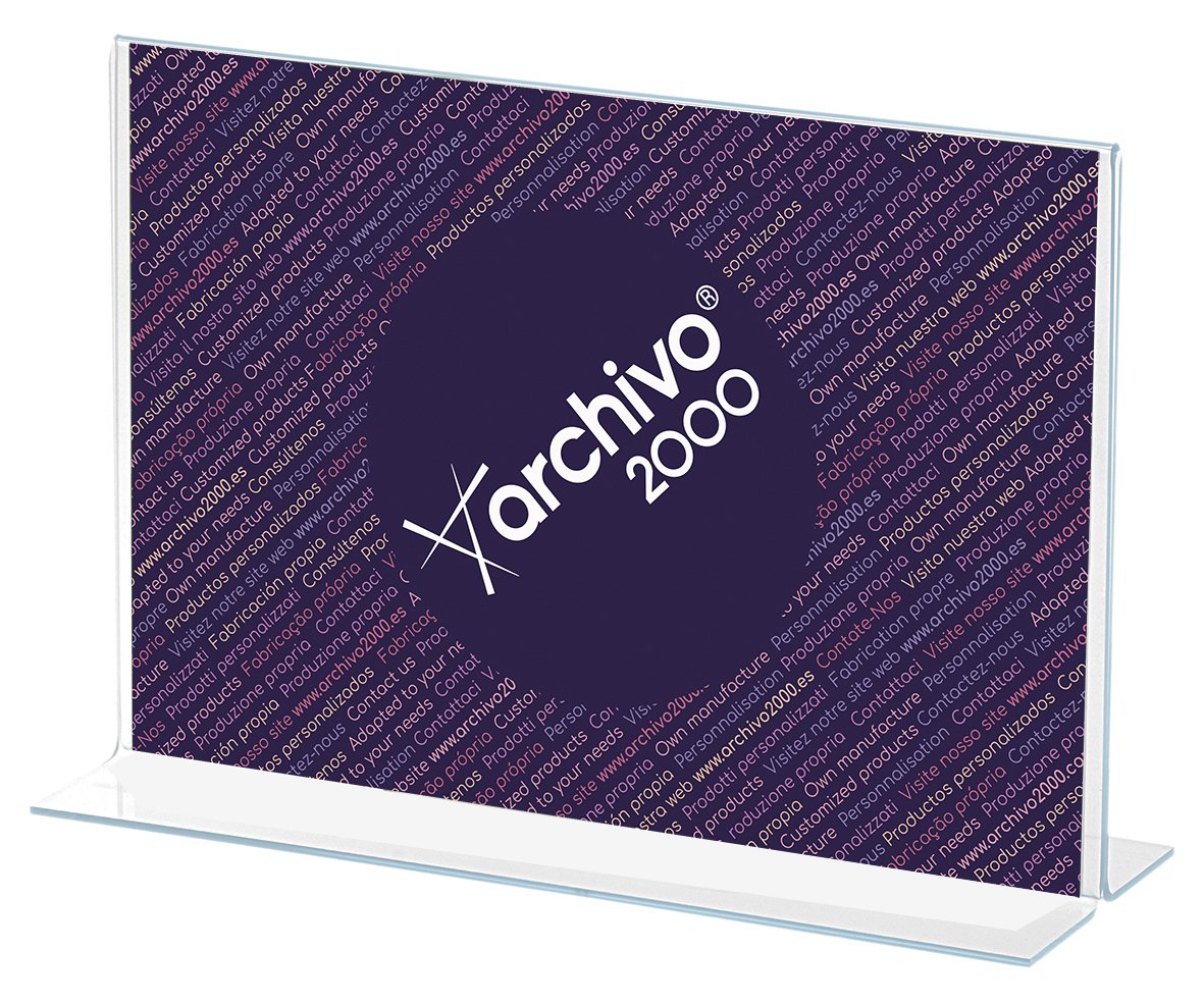 Archivo 2000 Expositor Sobremesa En Forma De T Din A4 Horizontal 85x300x215 Mm Cristal Transparente