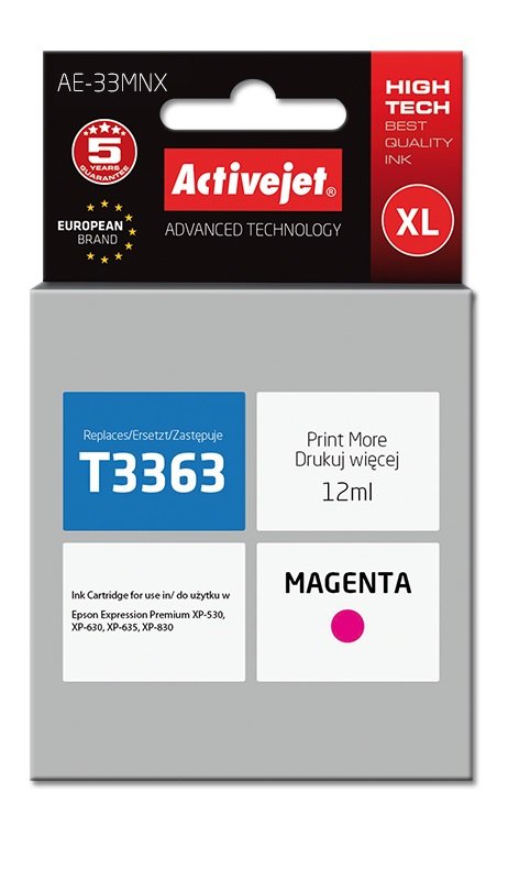 EAN 5901443106746 - Activejet AE-33MNX cartucho de tinta 1 pieza(s) Compatible Alto rendimiento (XL) Magenta imagen 1