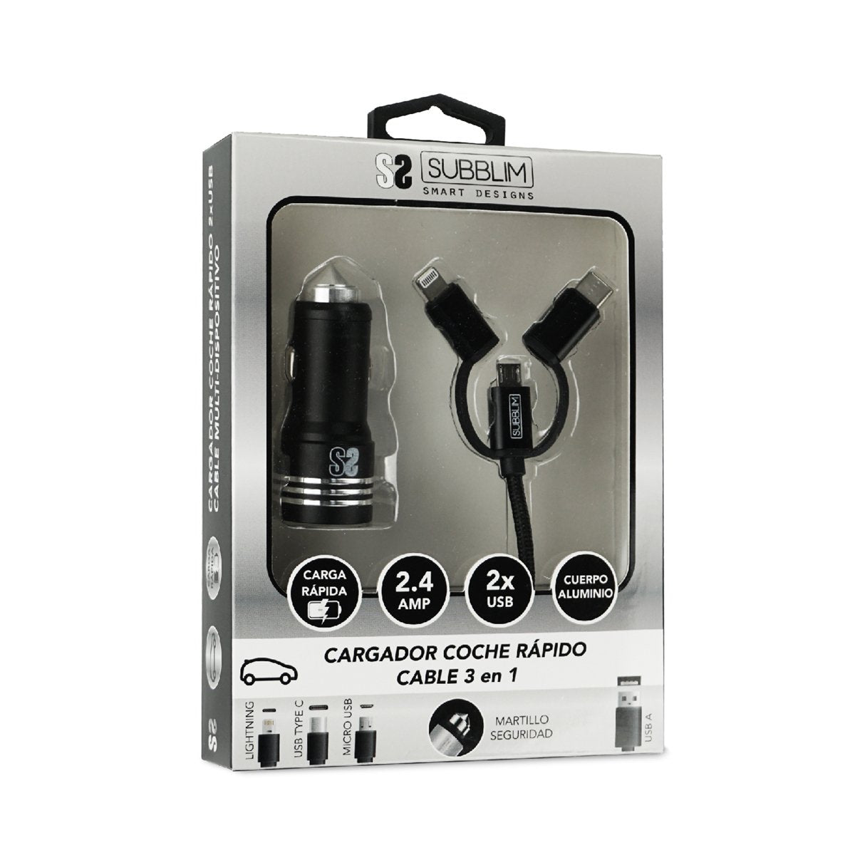 EAN 8436586740764 - SUBBLIM SUB-CHG-4CC002 cargador de dispositivo móvil Universal Negro Encendedor de cigarrillos Carga rápi imagen 6