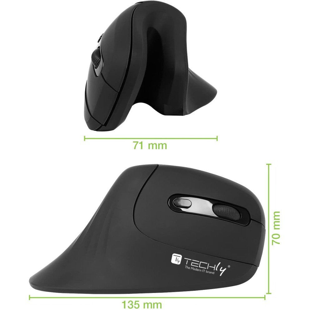Ratón Óptico Vertical Ergonómico Inalámbrico Techly De 3200 Dpi